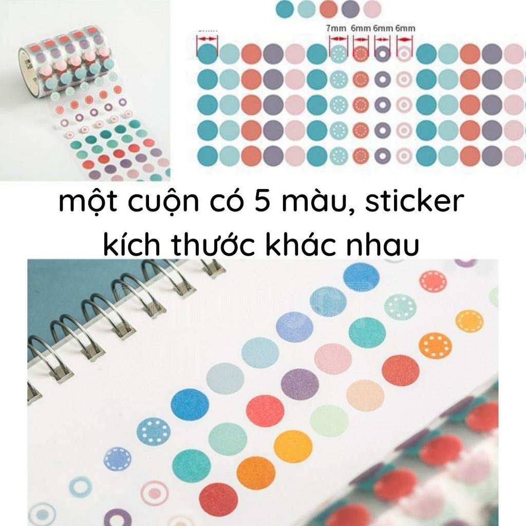 Cuộn dài 3m Sticker Hình Dán Trang Trí Sổ Lưu Niệm Họa Tiết Chấm Bi ST18