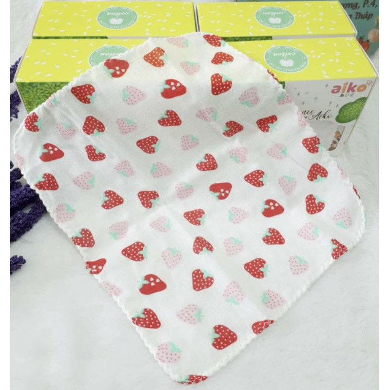 Hộp 10 khăn sữa xô in hình cao cấp cho Bé Aiko