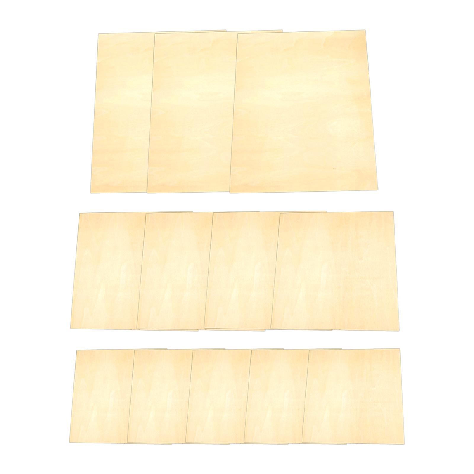 12Pcs/Set Wood Board Unfinished Panel Kit 3 Sizes Gallery Wood Veneer Sheets Art Boards Painting Board for Sand Table Model Painting Drawing