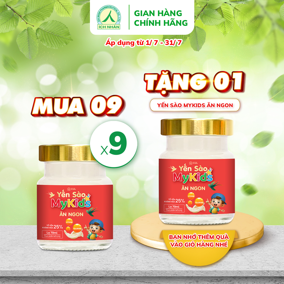 Yến Sào Mykids Ăn Ngon giúp bé ăn ngon, tăng sức đề kháng - Dạng lọ 70ml