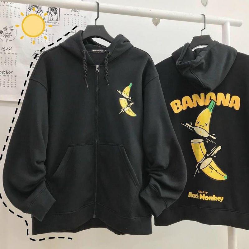 Áo khoác nam nữ mặc , áo hoodie , áo khoác hoodie in chữ BANANAnam nữ mặc , vải dày mịn