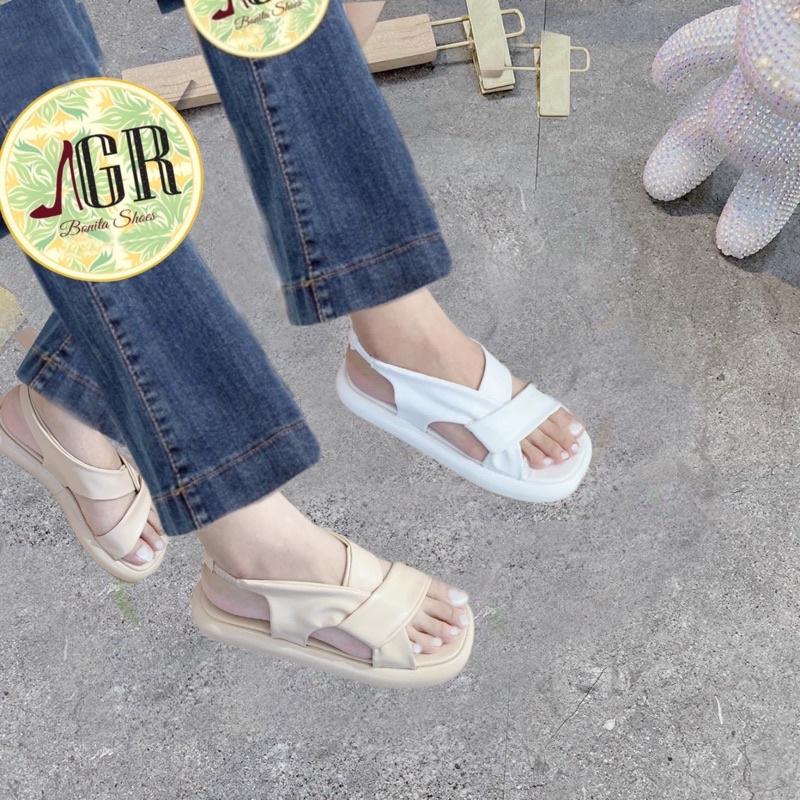 Sandal xuồng xoắn xéo eo da mềm êm cao 3 cm