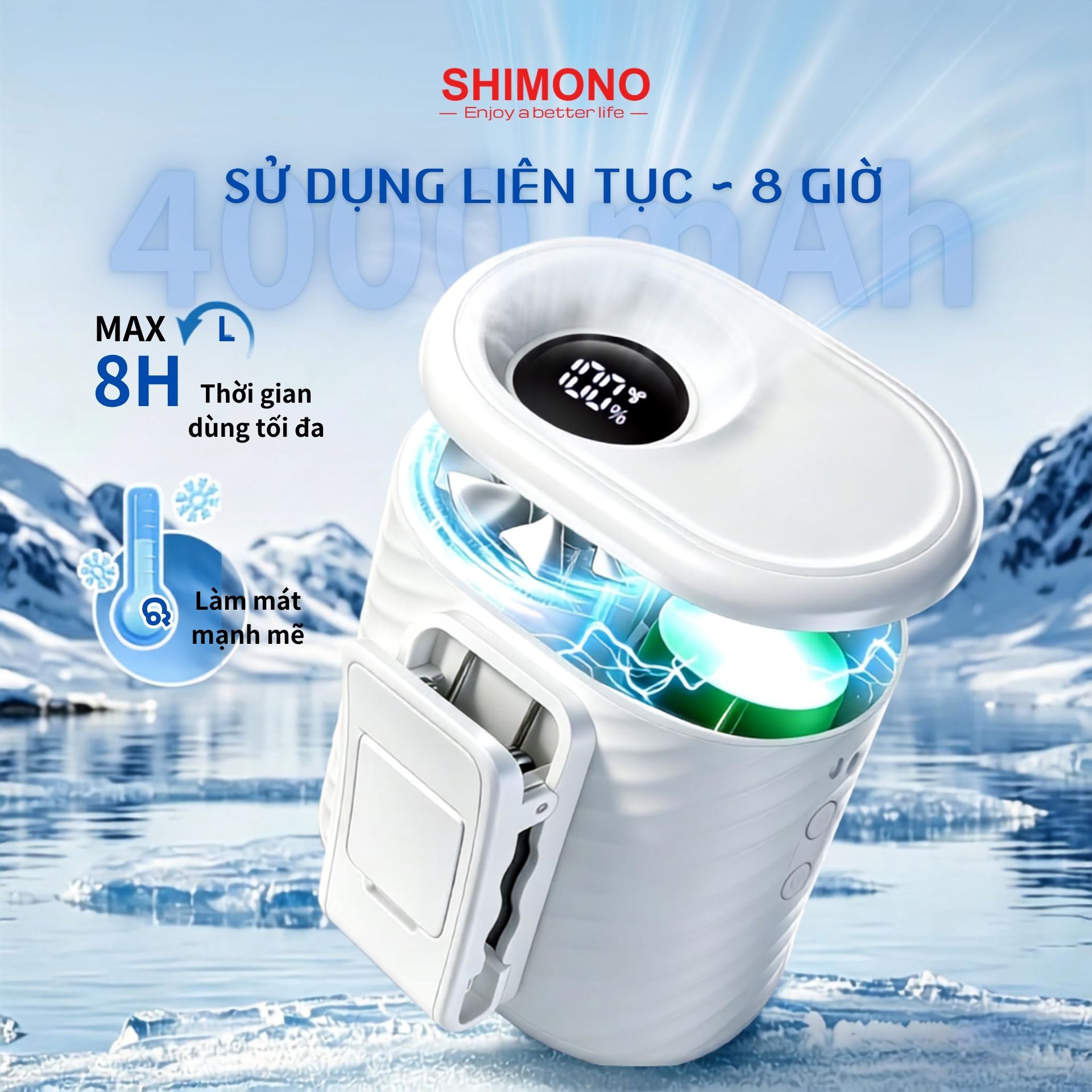 Quạt Kẹp Thắt Lưng SHIMONO SM-WF68 Tốc Độ Cao, Pin 4000mAh, Điều chỉnh 360°, Quạt Đeo Eo Rảnh Tay  - Hàng Chính Hãng