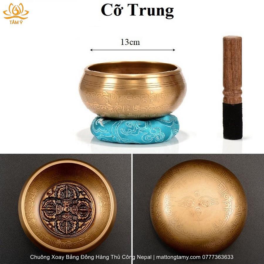 |Tặng Lót Chuông + Chày| Chuông Xoay Bằng Đồng Hàng Thủ Công Nepal (Chuông Hát - Singing Bowl)