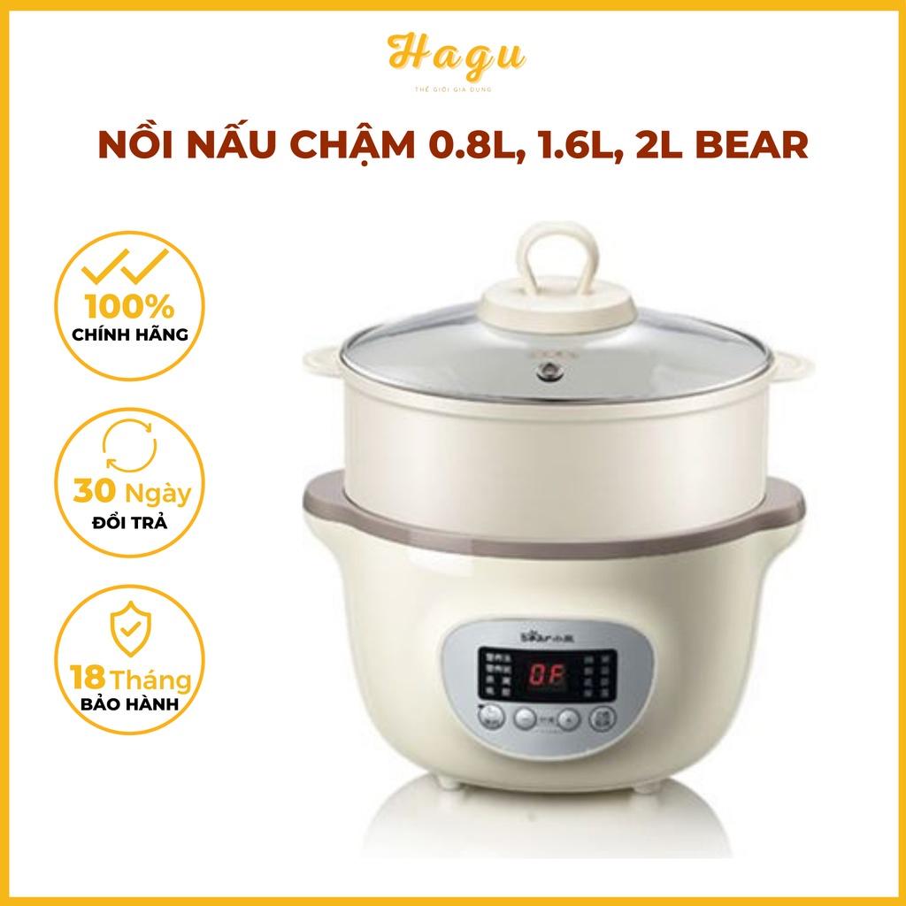 Nồi nấu cháo chậm 0.8L, 1L, 1.6L, 2L Bear BẢN QUỐC TẾ . Nồi nấu chậm Bear tiện lợi an toàn Hàng chính hãng