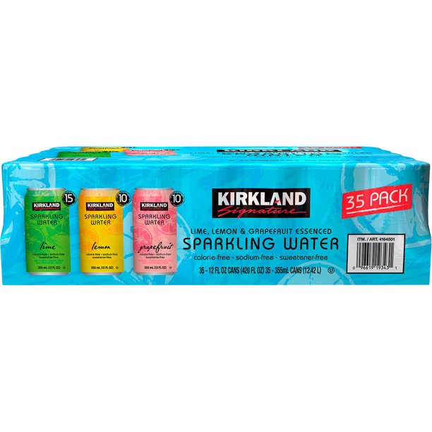 Nước soda Kirkland Signature Sparkling Water Variety 355ml x35 lon không đường nhập khẩu mỹ