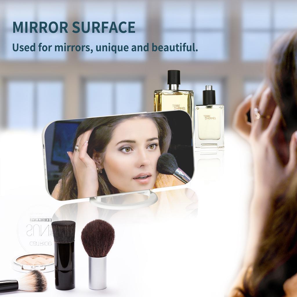 Digital Alarm Clock Portable Mirror Surface Snooze Clock USB Charging White