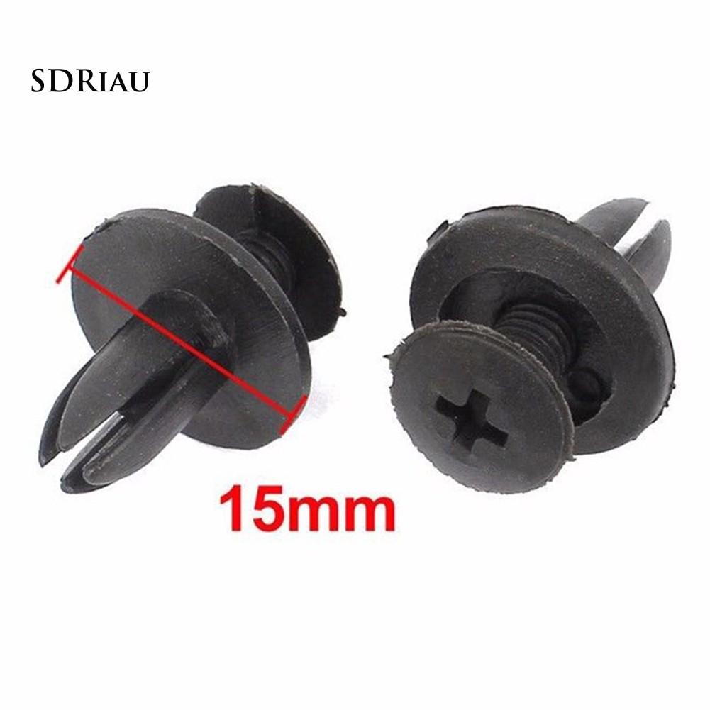 Bộ 100 đinh tán nhựa cố định tấm chắn bùn xe hơi lỗ 6mm