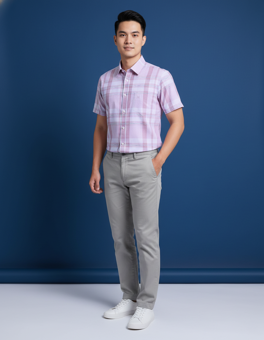 Áo sơ mi tay ngắn Khatoco (M-2XL)