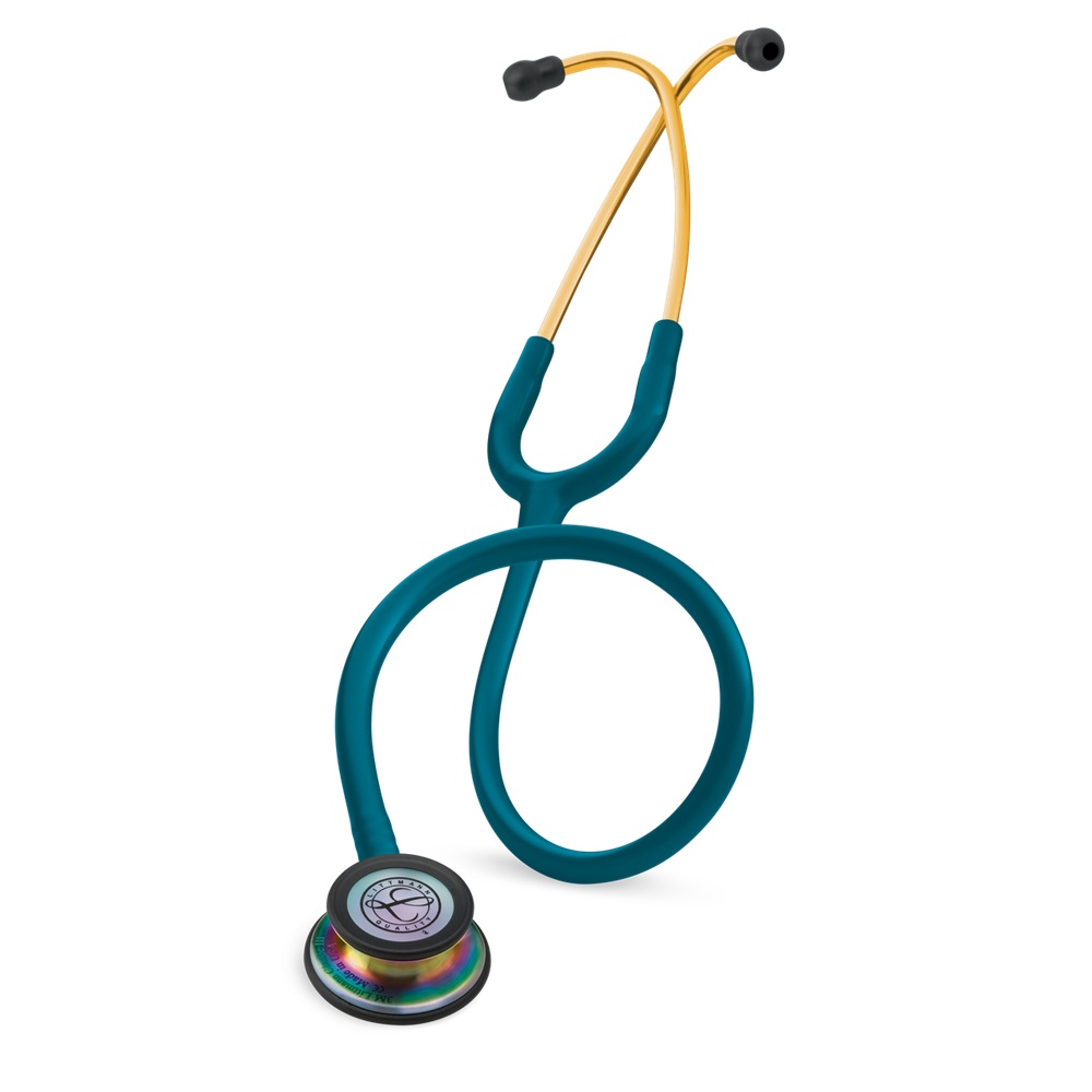 Ống nghe 3M Littmann Classic III, Màu xanh carribean mặt cầu vồng, 27 inch, 5807