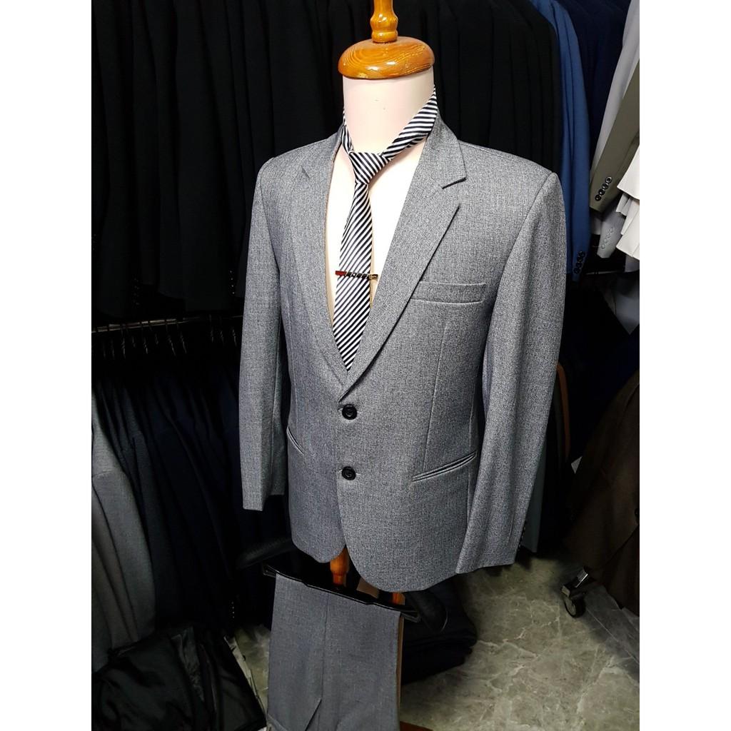 Bộ vest nam kiểu 2 nút chất vải bố cao cấp cực dày mịn