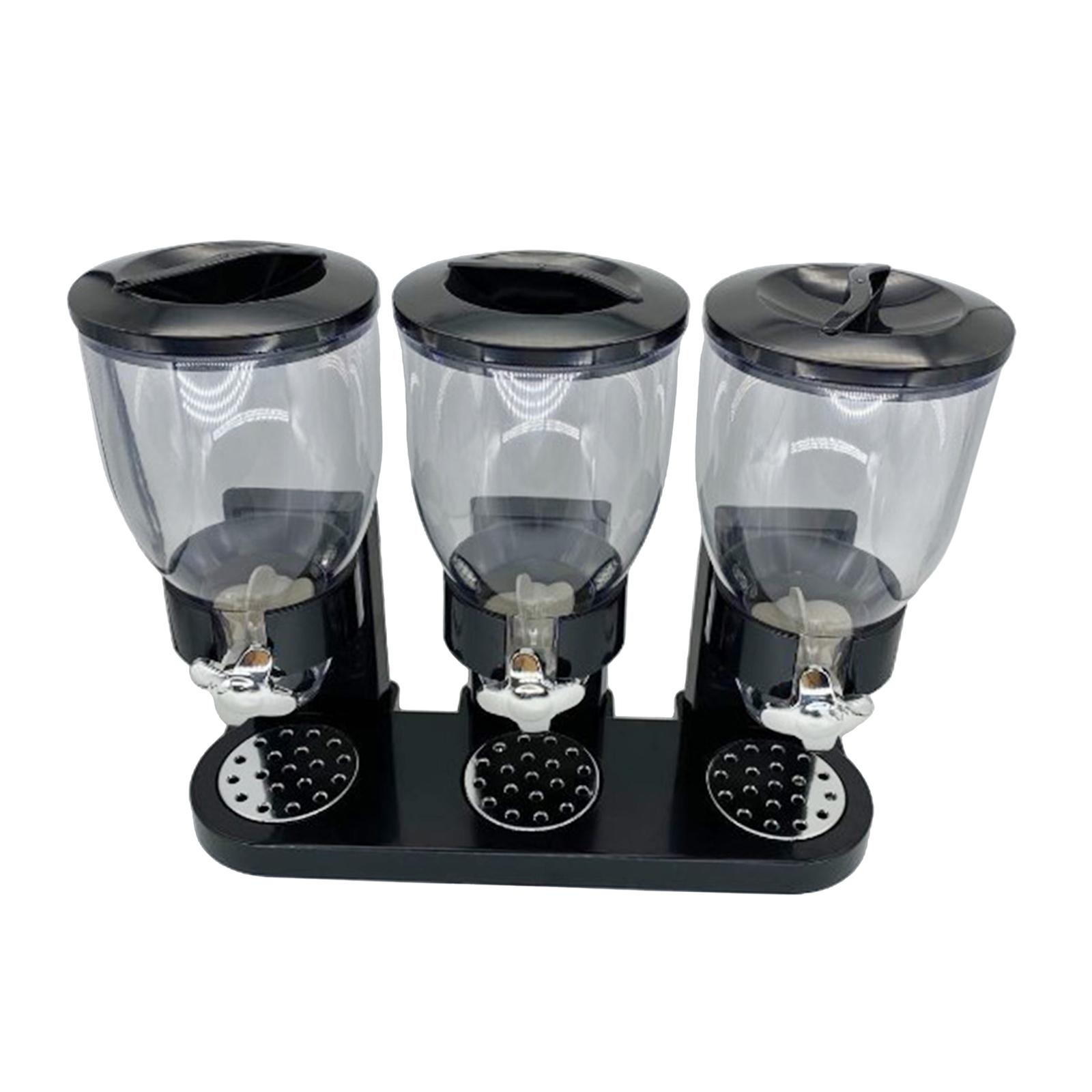 Plastic Triple Canister Cereal Dispenser Machine Storage Bottles Supplies