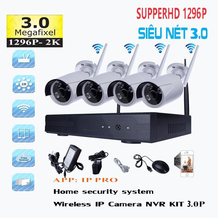 Bộ Kit Camera Wifi 4 Kênh NVR KIT Super HD 3.0Mpx - Có Míc