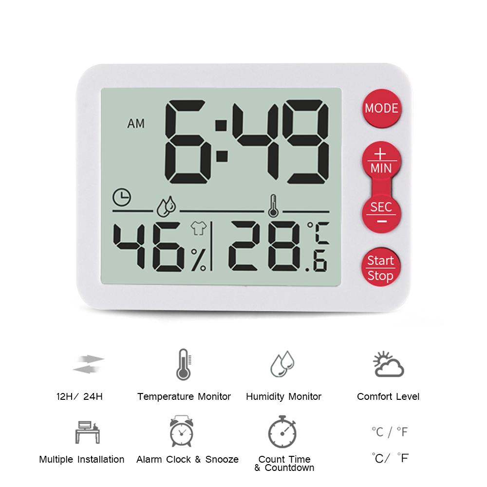 Nhiệt kế & ẩm kế kỹ thuật số trong nhà với màn hình LCD