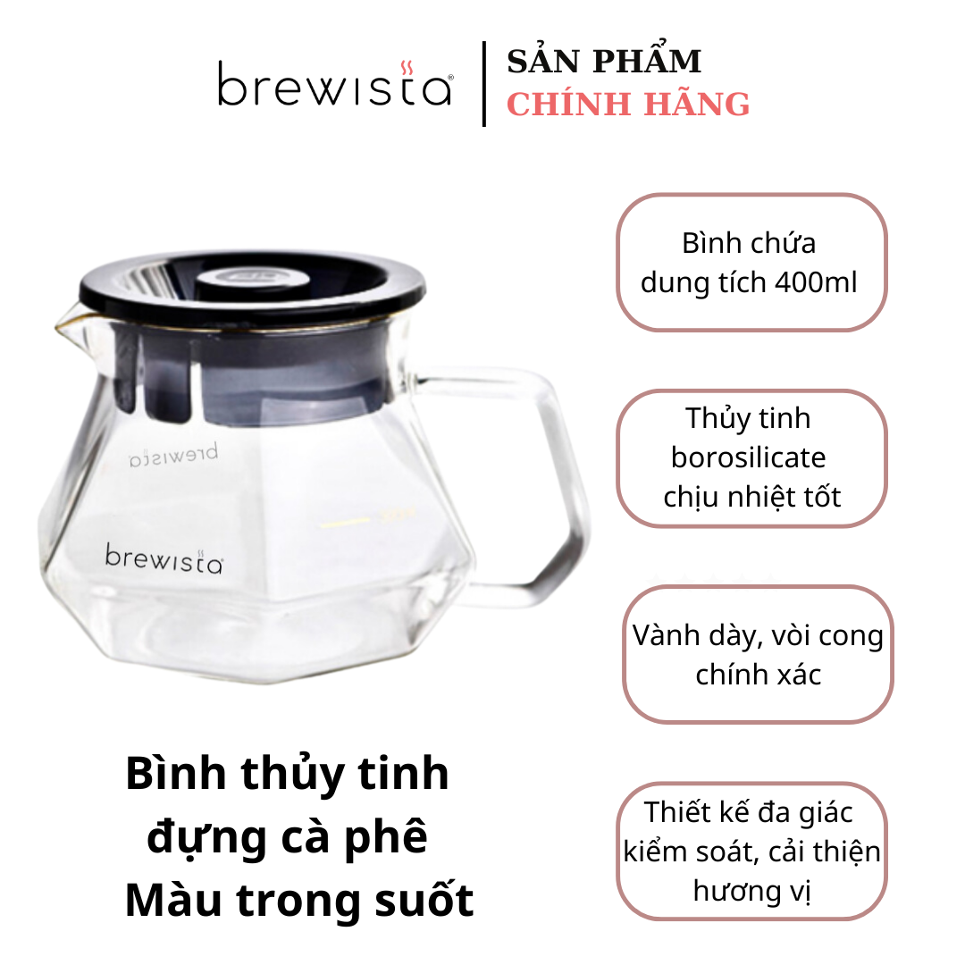 Bình chứa cà phê Server Brewista X-series 400ml - trong suốt