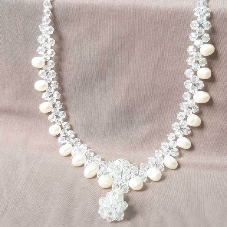 Chuỗi Vòng Cổ Ngọc Trai Tự Nhiên Cao Cấp Hạt Lệch Mix Phale - Trang Sức Cô Tấm - Crystal Pearl (6-7ly) - CTJ0110