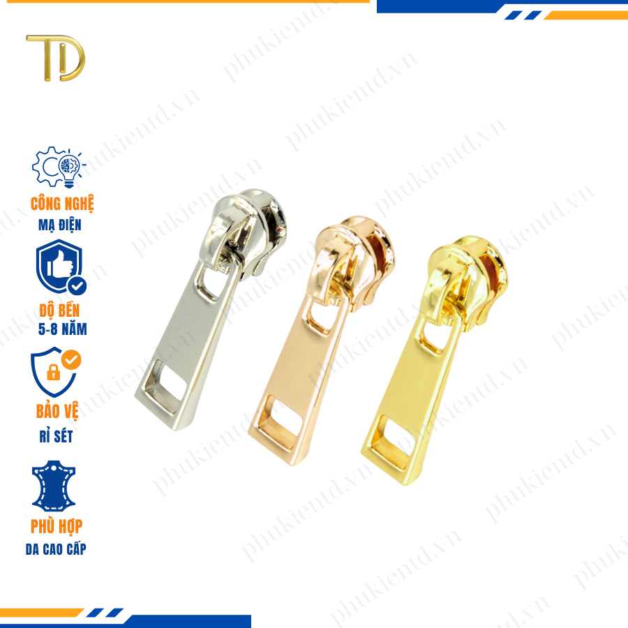Đầu khóa kéo túi xách, đầu khóa kéo thay thế, đầu khóa kéo balo răng 5, Mạ điện độ bền 5-8 năm