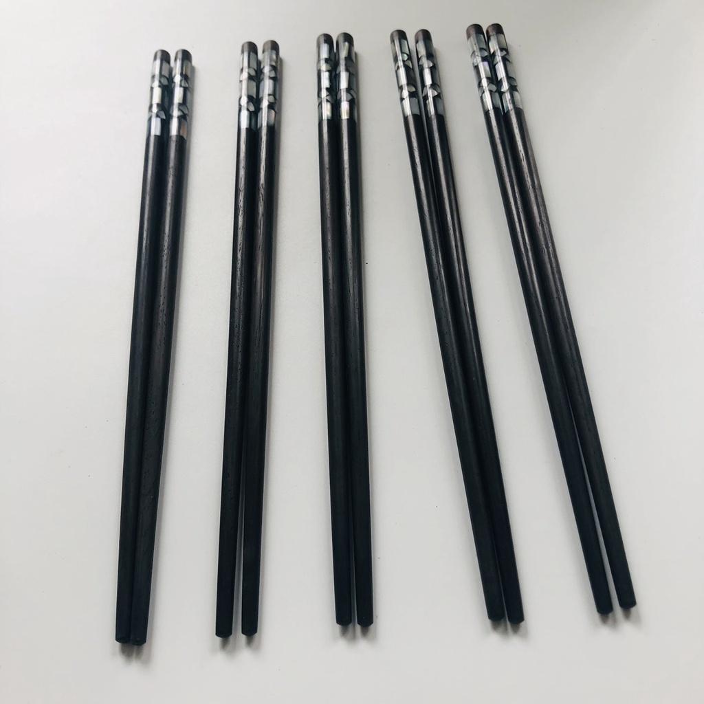 ĐũaGỖ MUN 24.5cm Cán Khảm Trai Sang Trọng, Đũa Gỗ Tự Nhiên Phong Cách Nhật Bản,Chụp Ảnh Trang Trí