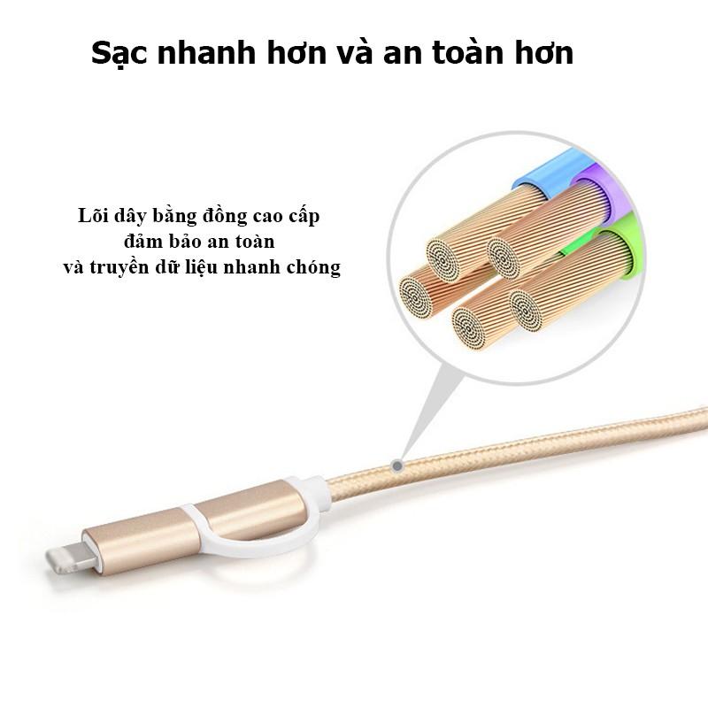 Cáp sạc điện thoại đa năng 2 in 1 với thiết kế độc đáo dùng trên ô tô xe hơi tiện lợi