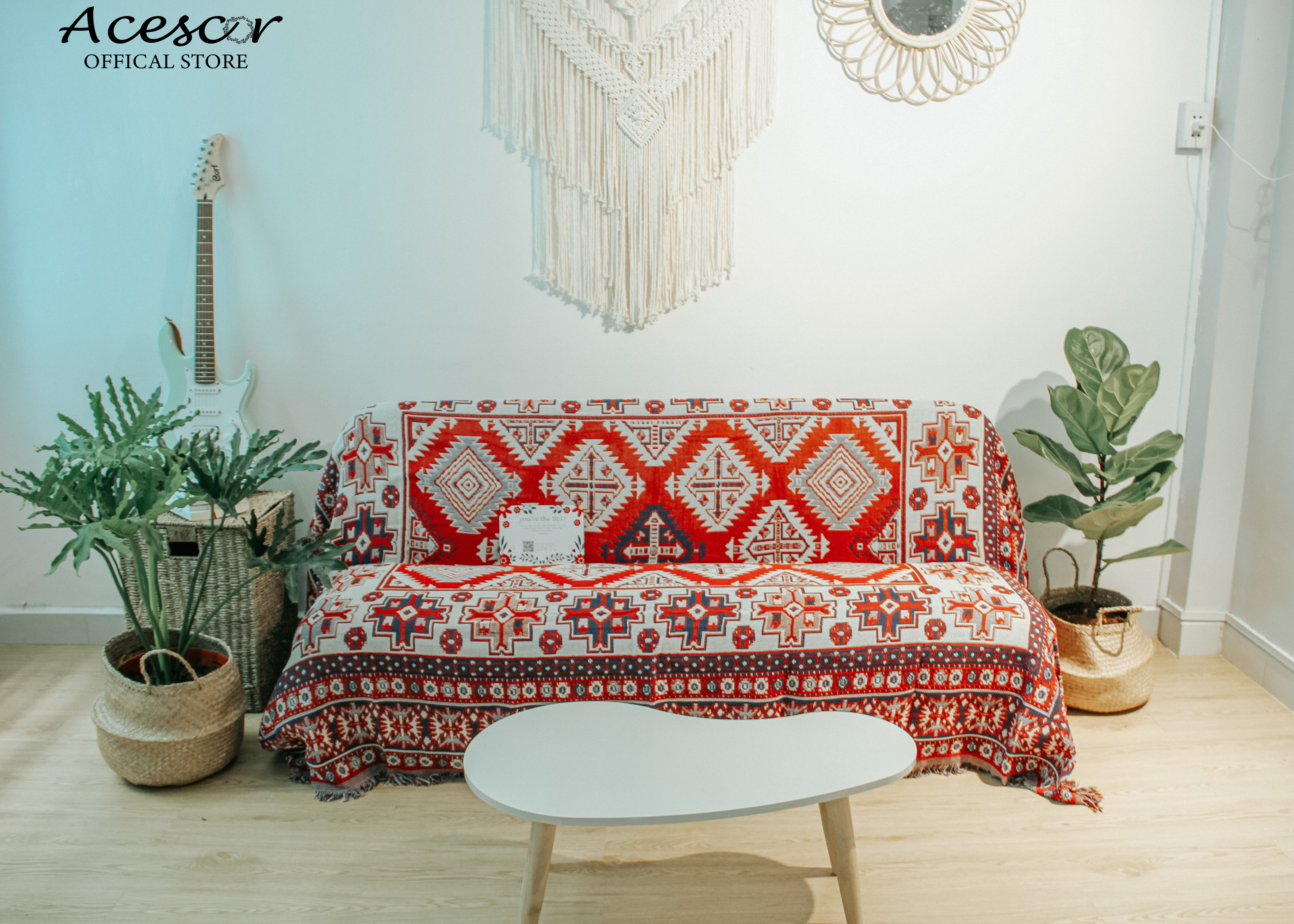 Thảm Chăn Thổ Cẩm, Vintage Phủ Sofa,Thảm Trải Sàn, Trải Bàn, Chăn Đắp TVT04 180x230 cm - Trang Trí Phòng Khách, Phòng Ngủ, Làm Quà Tặng Tân Gia, Sinh Nhật (Nội Thất)