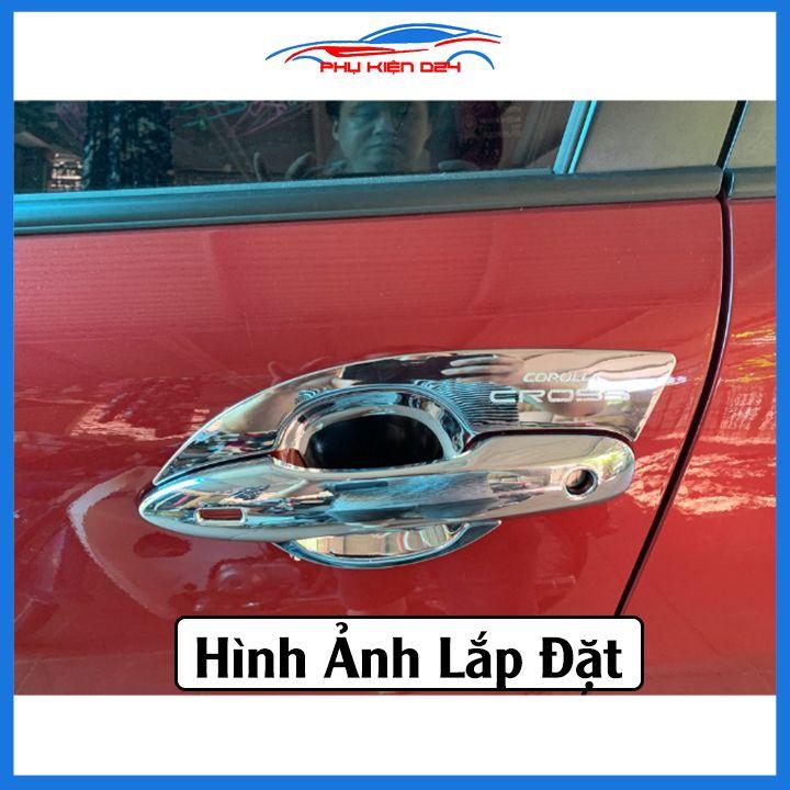 Ốp tay hõm Corolla Cross 2020-2021-2022 vân cacbon, mạ crom chống trầy bảo vệ cửa xe ô tô