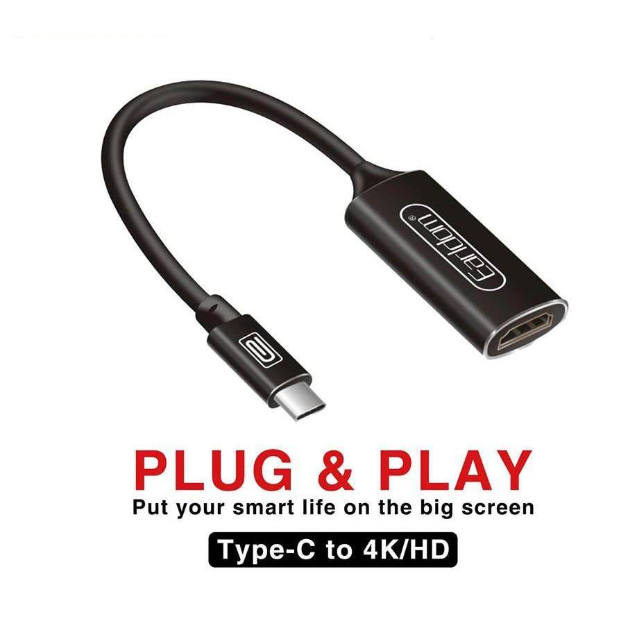 Cáp chuyển TypeC từ điện thoại, Laptop, Macbook, PC ra HDMI tivi, máy chiếu Earldom - Hàng chính hãng