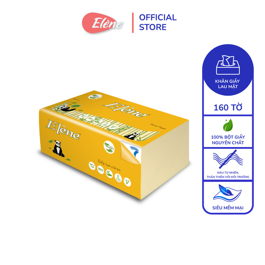 Combo 3 Túi khăn ăn tre Elene 160 tờ 3 lớp