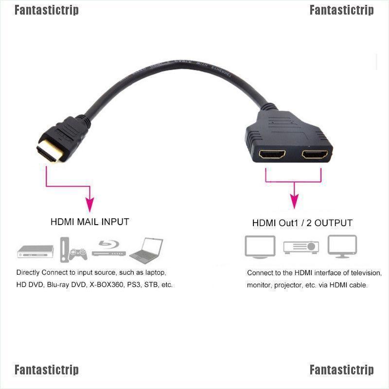 Cáp chia đầu HDMI thành 2 cổng HDMI 1080P kết nối video TV PC