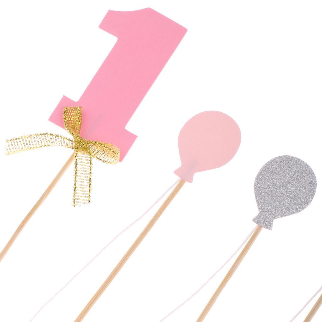 8pcs Set 1st Balloon Cupcake Picks Birthday Party Baby Shower Decor