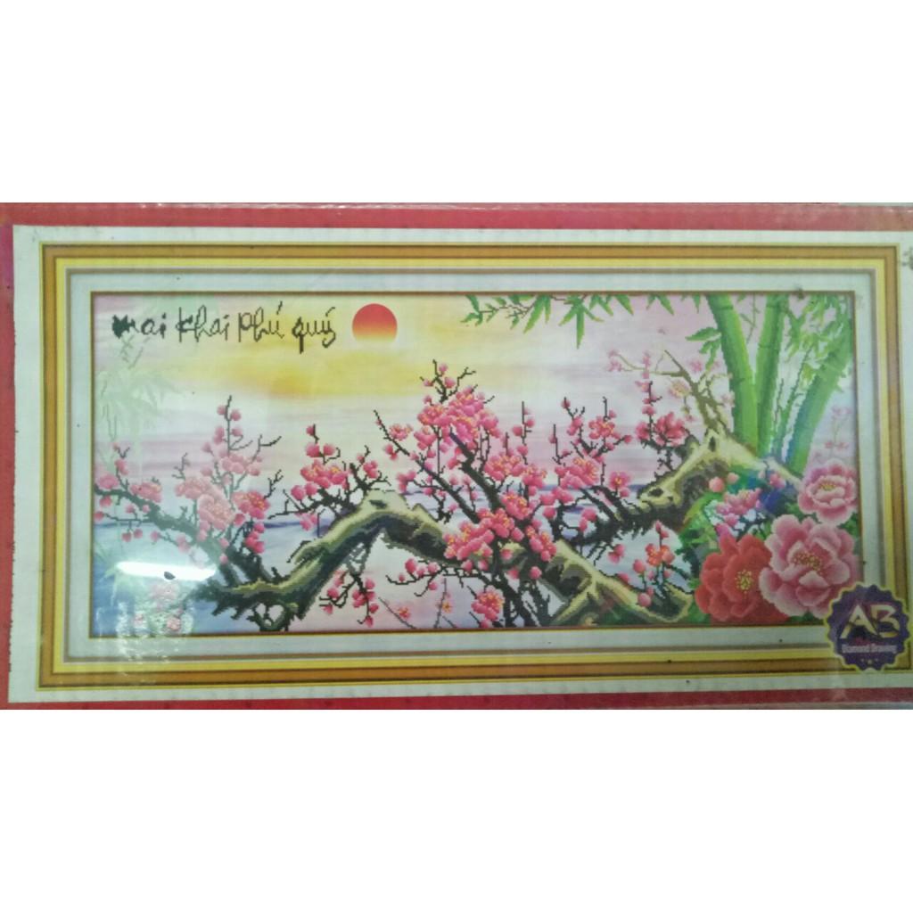 Tranh đính đá cành đào kt: 125 X 58