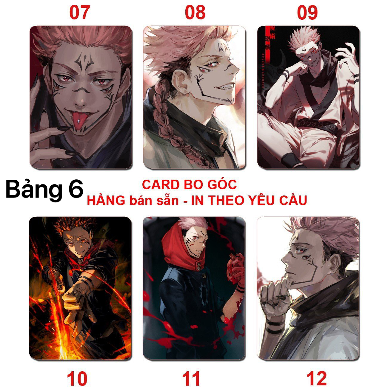 Card bo góc yuji itadori 6 ảnh khác nhau/ Thẻ card yuji itadori JuJutsu kaisen