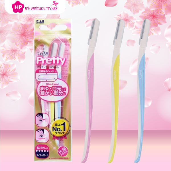 Dao Cạo Lông Mày Cán Dài Lưỡi Thép Không Gỉ Kai Pretty 00188 (Combo Dao Cạo Và Set Mini )