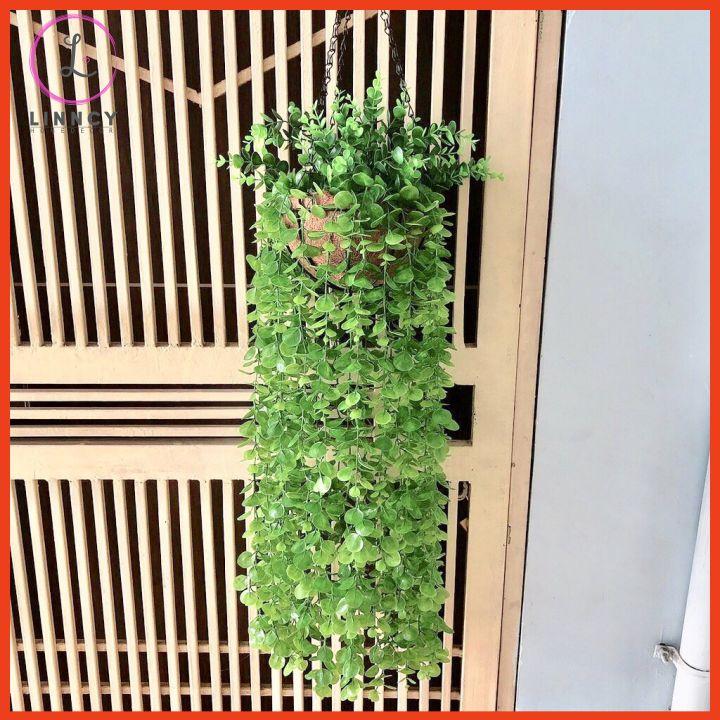 Hoa giả, giỏ lá nhân tạo rũ dài 80cm trang trí ban công, cửa sổ, mái hiên, trang trí sân vườn, văn phòng, lớp học