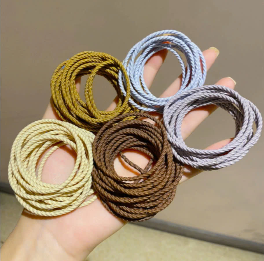 ( Set 2) Ống 100 dây buộc tóc màu trơn co giãn tốt, thun cột tóc không đau cho bé gái