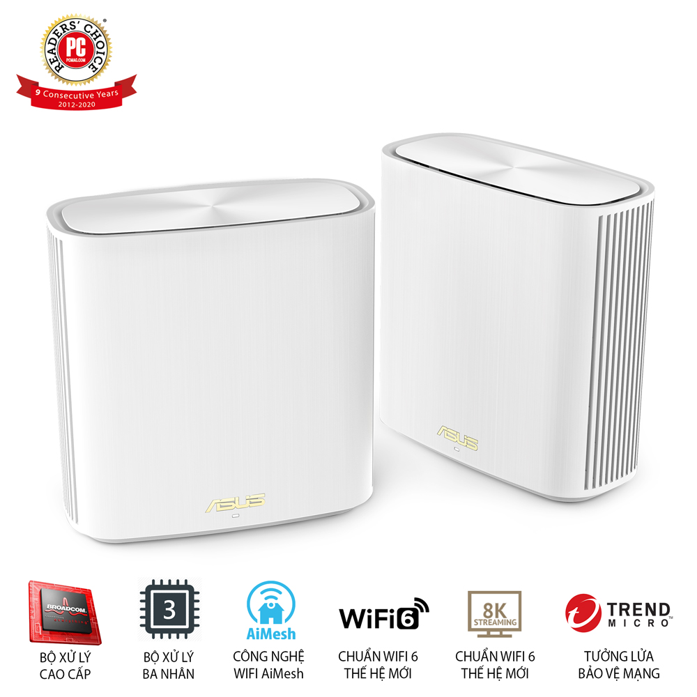 Hệ Thống MESH WI-FI 6 ASUS XD6 (W-2-PK) ZenWiFi AX5400- Hàng Chính Hãng