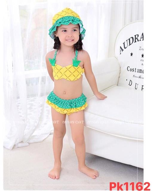 Set bikini dâu dứa trẻ em