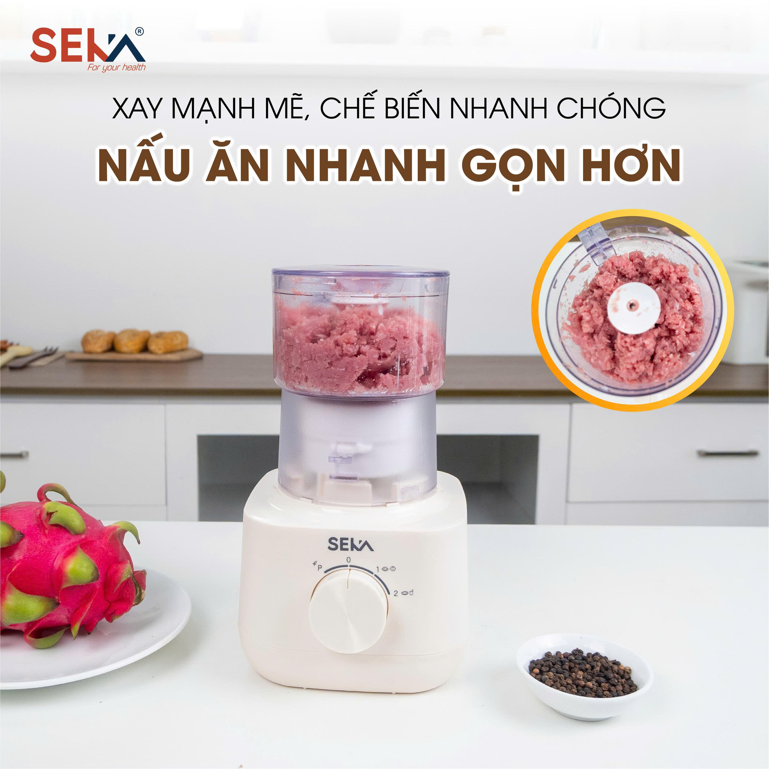 (NEW) Máy Xay Sinh Tố 3in1 SEKA SKX5 Động Cơ Lõi Đồng, 500W, 3 Cối Xay Sinh Tố, Xay Thịt, Xay Hạt - Hàng Chính Hãng