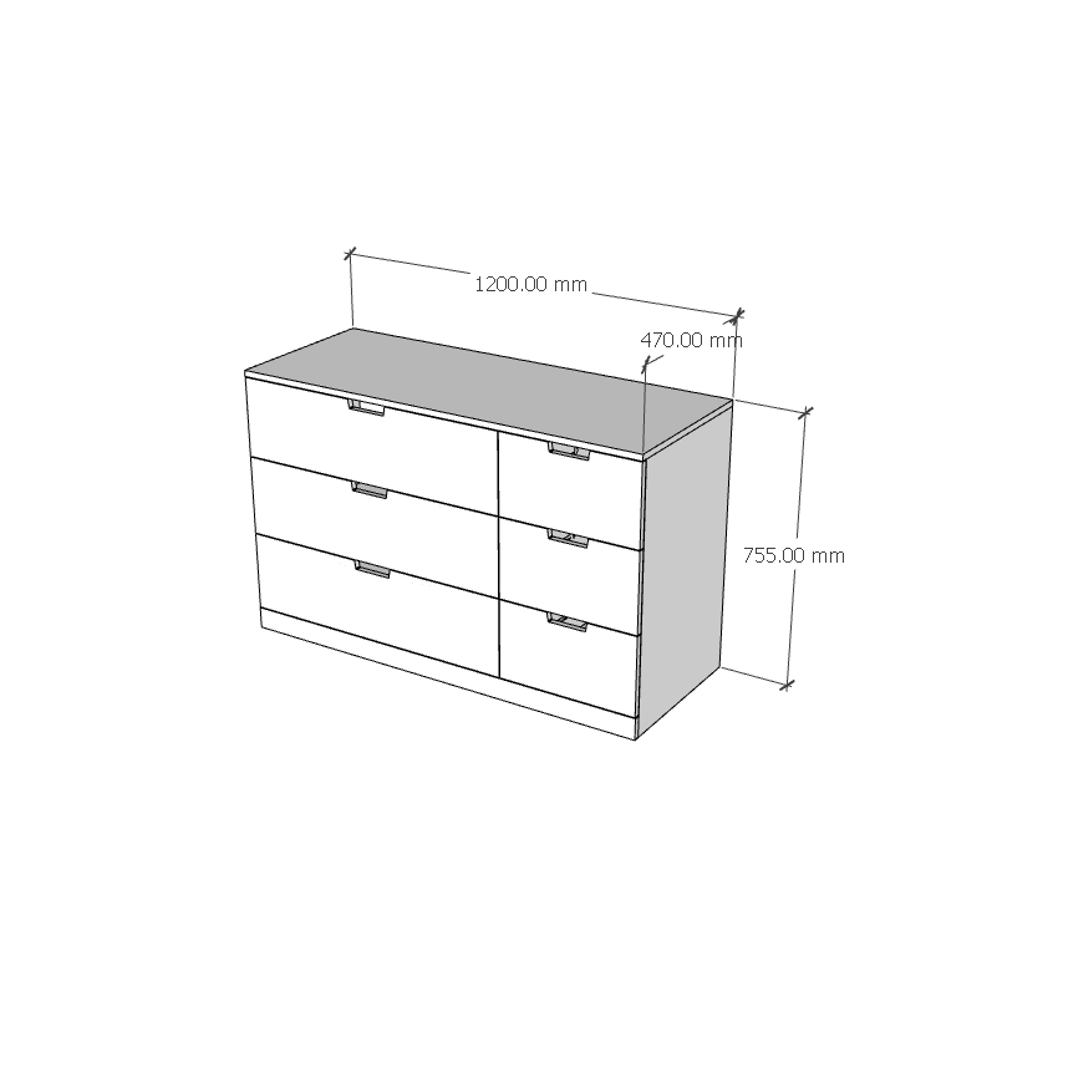 [Happy Home Furniture] SCANDINA, Tủ đựng đồ 6 ngăn kéo, 120cm x 47cm x 76cm ( DxRxC), THK_104