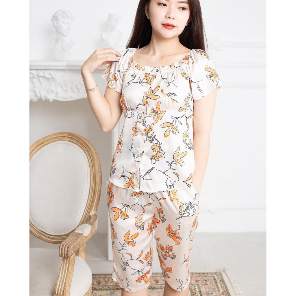 - Set Pijama Hoa Vàng Dáng Lửng - L219
