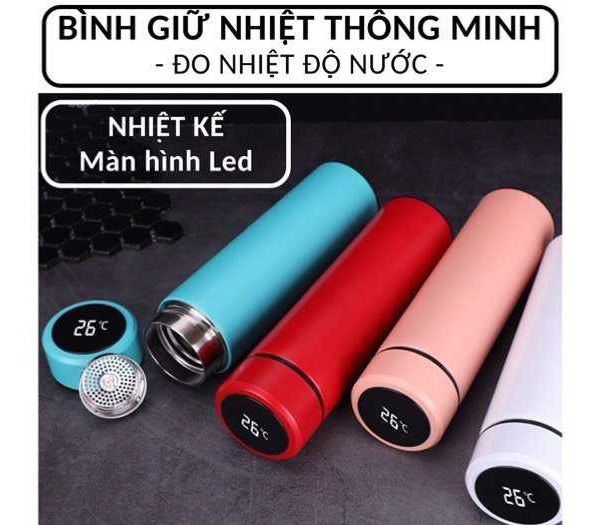 Hình ảnh Bình nước giữ nhiệt có đen led báo nhiệt độ 500ml