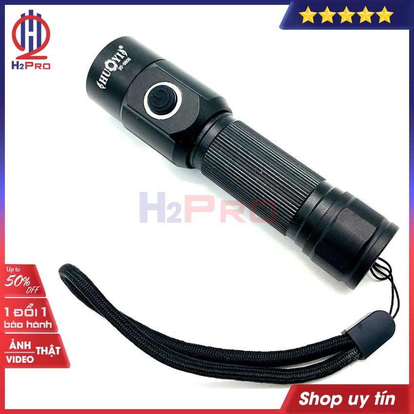 Đèn pin LED siêu sáng mini pin sạc HY-9808 H2Pro hàng hãng-cao cấp-chiếu xa 300m,chống thấm nước-3 chế độ sáng-LED trắng