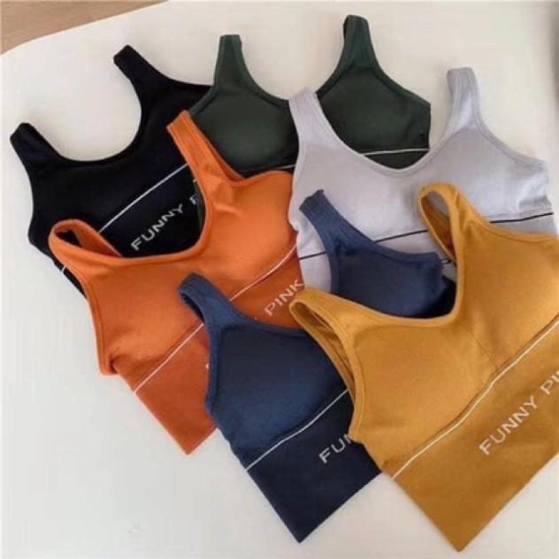 Áo Ngực, Áo Lót Bra Thể Thao Pink cao cấp Áo Kiểu Croptop Có Mút Nâng Ngực. Free size 40-55kg.