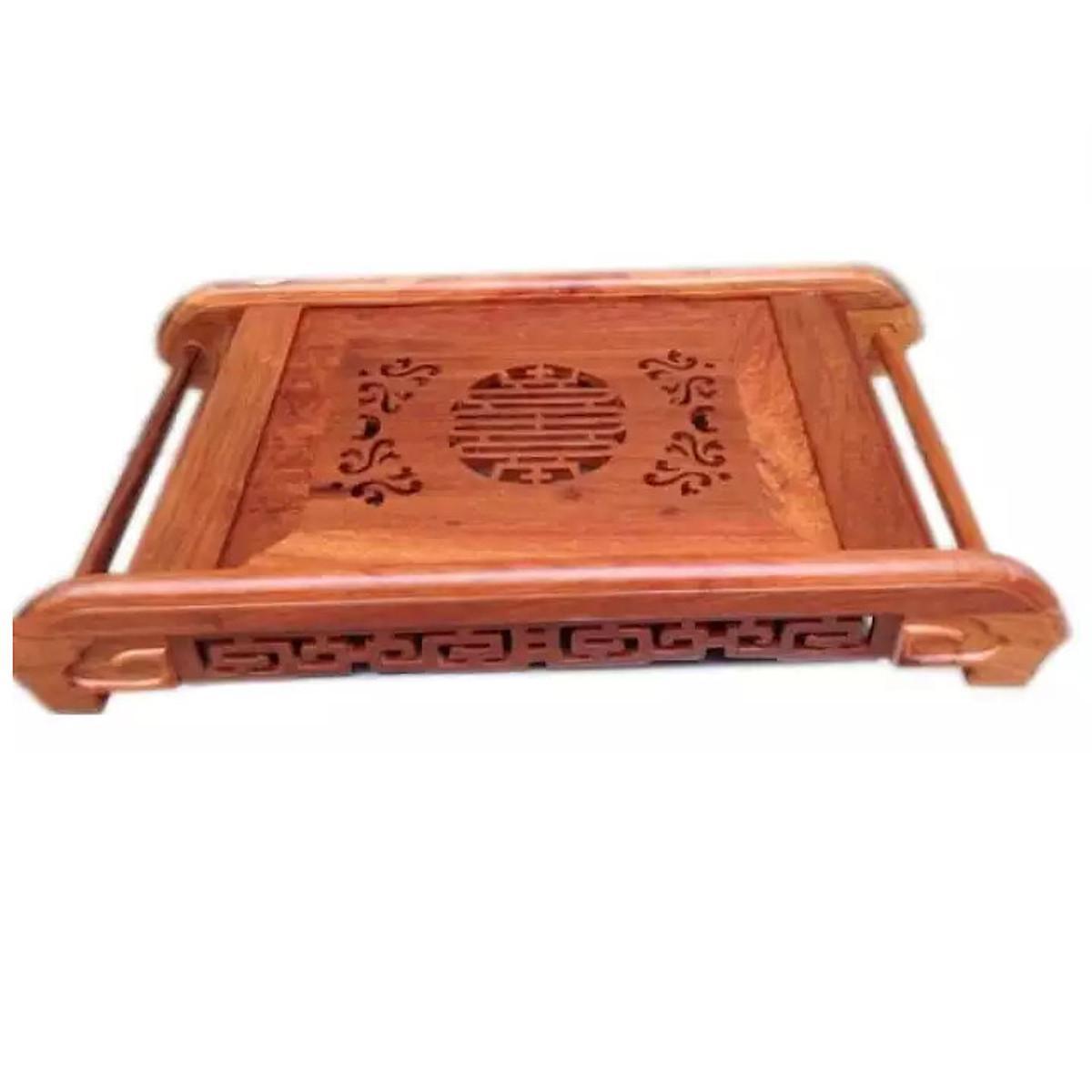 Khay Trà Gỗ Hương Ta Kích Thước 45x27x7cm Dùng Trong Phòng Khách