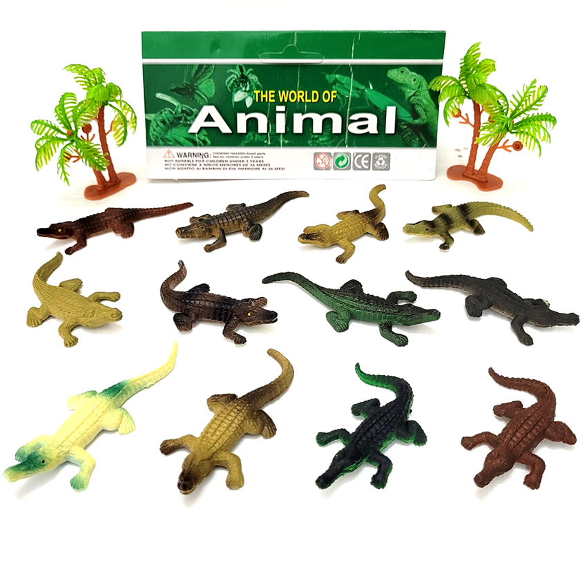 Đồ chơi động vật 12 Cá Sấu mô hình nhựa 5.5 cm Wild Animal xinh xắn nhiều màu