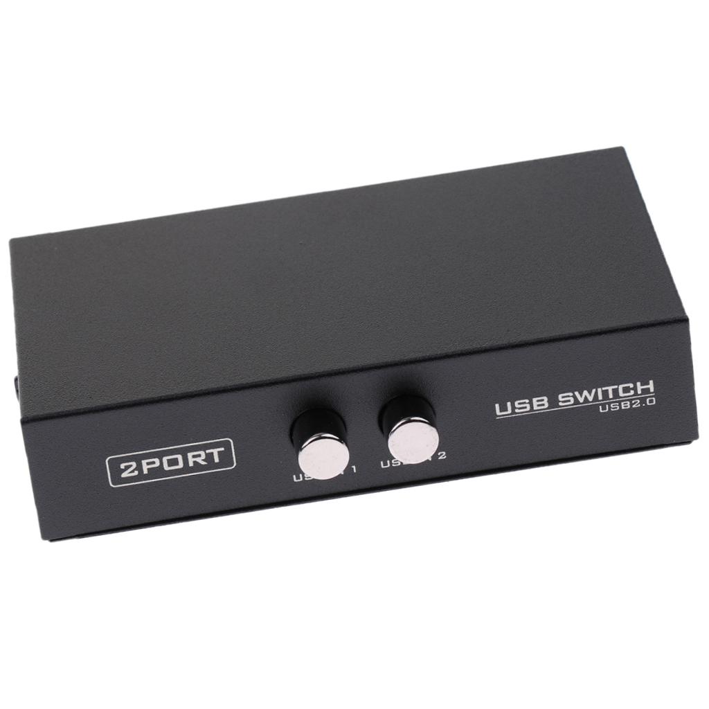 USB 2.0 Manual Sharing Switch KVM Switcher Adapter Box 2 Computers Share 1 USB Device Hub for Printer Scanner