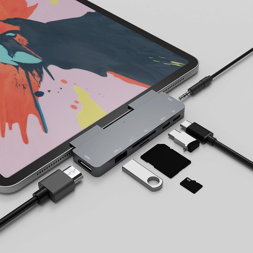 C Hub,7 in 1 USB C Adapter with Gigabit  Port, PD  Charging Port,