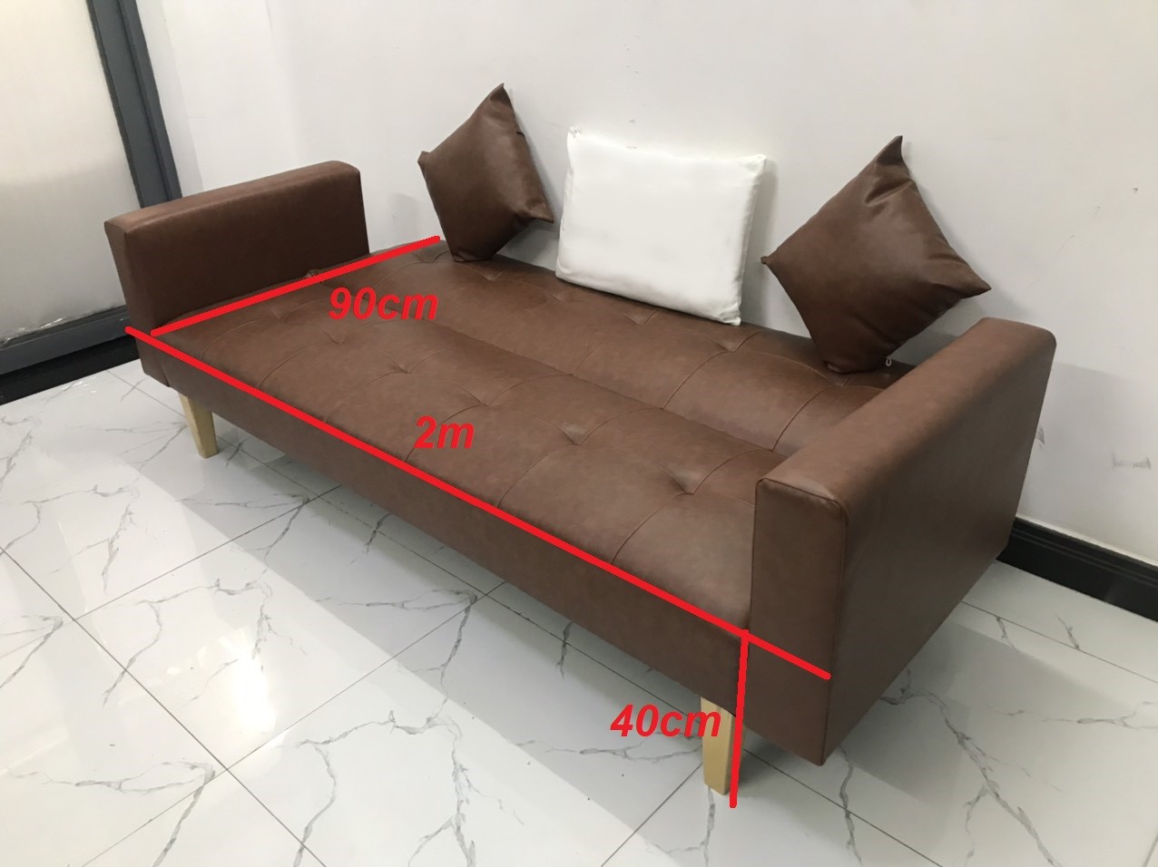 Bộ ghế sofa giường 2mx90 sofa bed tay vịn phòng khách linco8 sopha