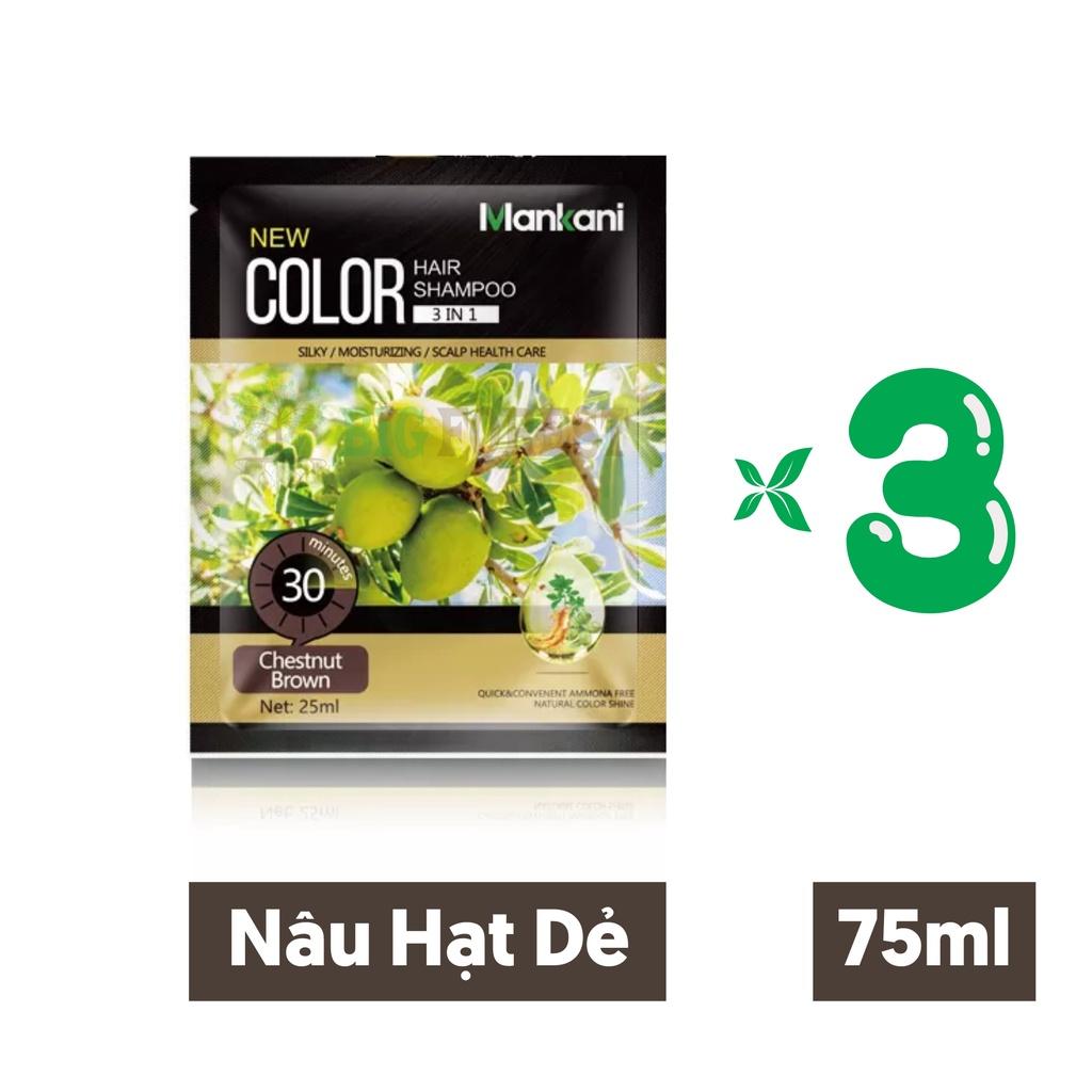 Hộp Dầu Gội Nhuộm Tóc, Thảo Dược Màu Nâu Hạt Dẻ, Mankani