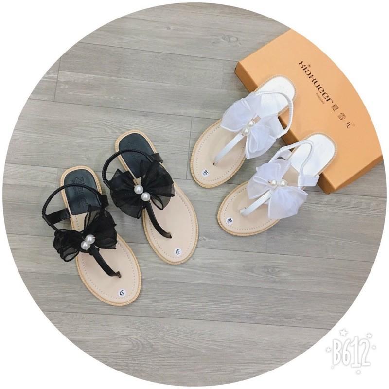 Giày sandal quai kẹp ngón đinh nơ voan