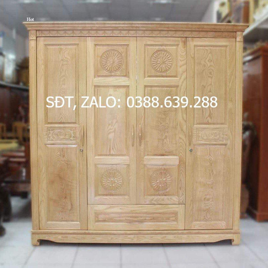 Tủ quần áo gỗ sồi 4 cánh - MS04